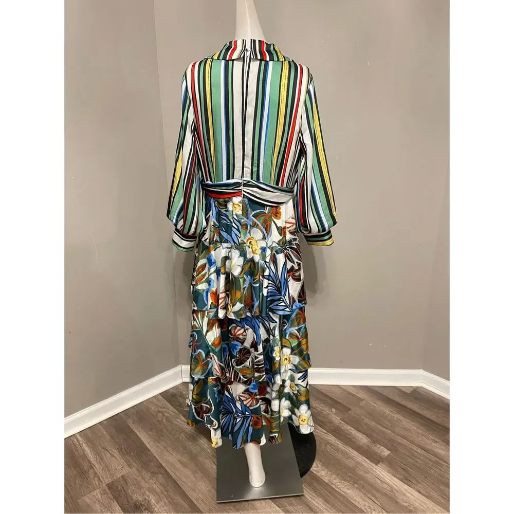 Badgley Mischka Mixed Print Tiered Shirtdress - Picture 10 of 14